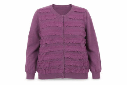 Boden Women Purple Wool Crew Neck Long Sleeve Cardigan UK 16