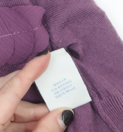 Boden Women Purple Wool Crew Neck Long Sleeve Cardigan UK 16