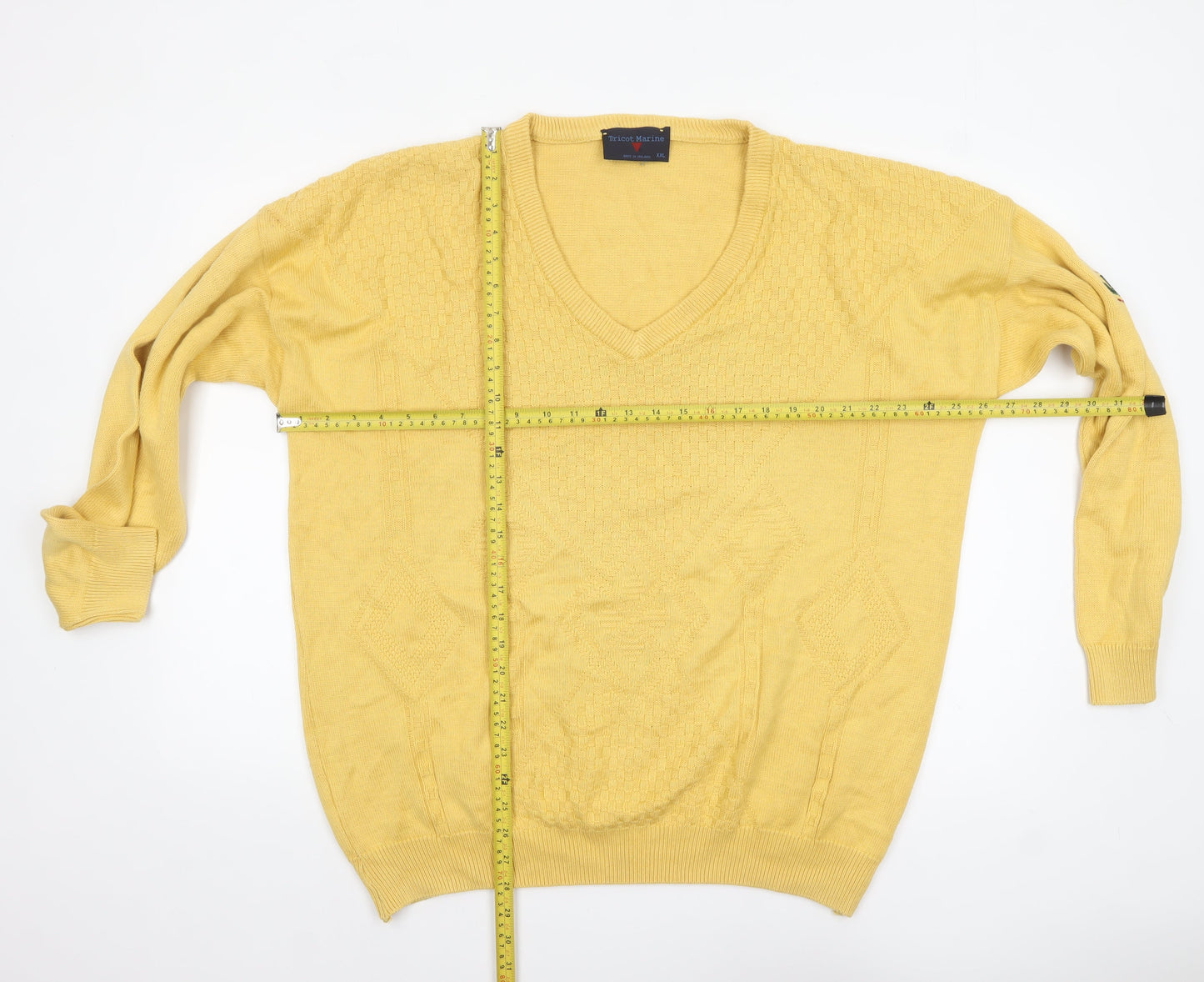 Mens UK Size 2XL Tricot Marine Yellow Pullover Jumper