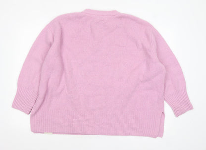 Burgs Womens Pink Crew Neck Knit Pullover Jumper Size 14