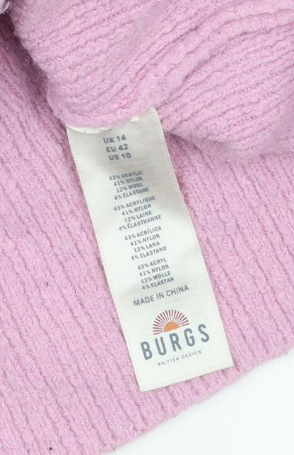 Burgs Womens Pink Crew Neck Knit Pullover Jumper Size 14