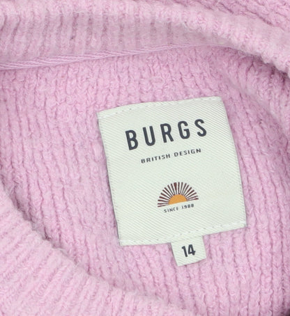 Burgs Womens Pink Crew Neck Knit Pullover Jumper Size 14