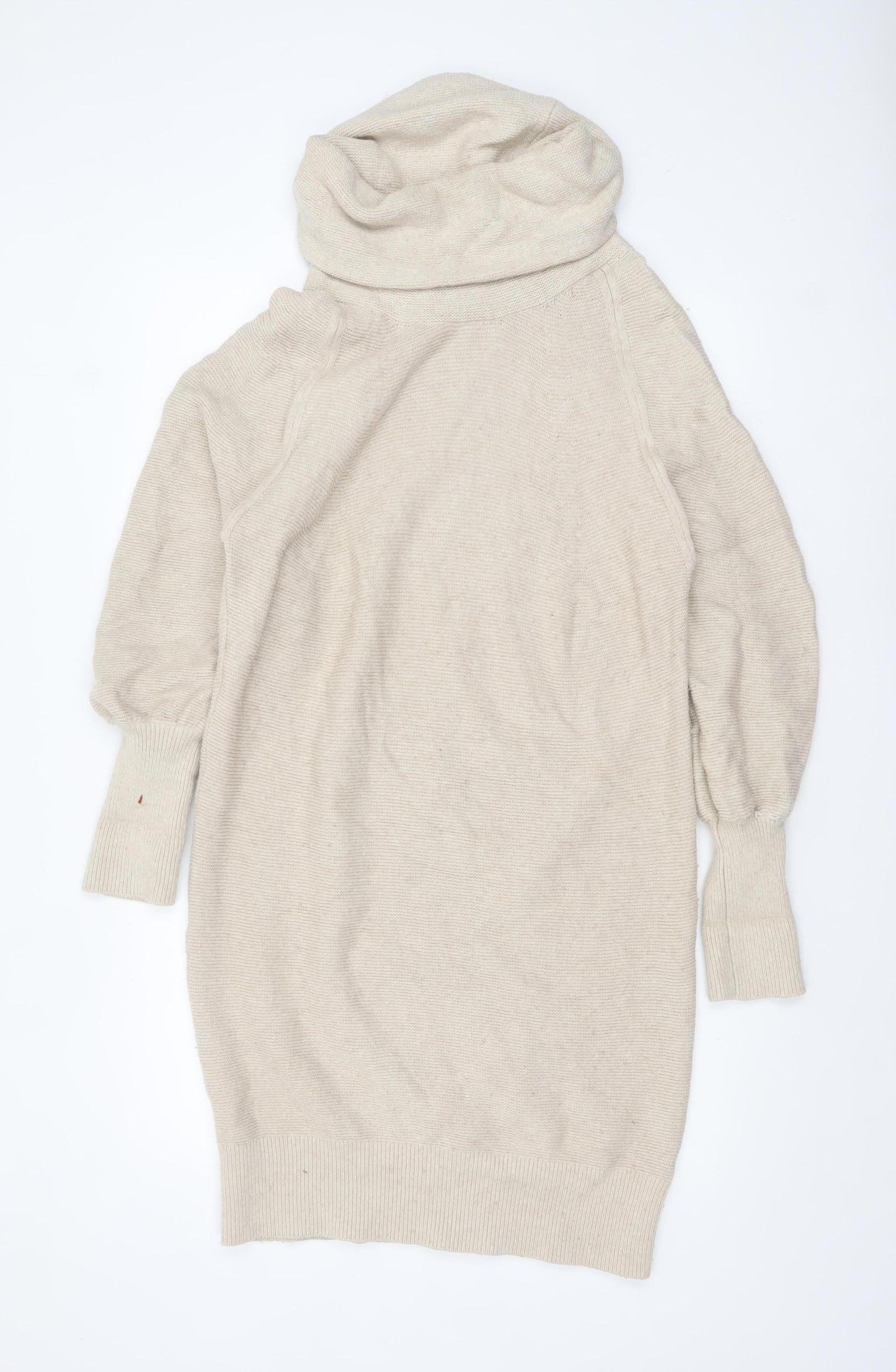 Phase Eight Women Beige Roll Neck Long Sleeve Tunic Jumper S
