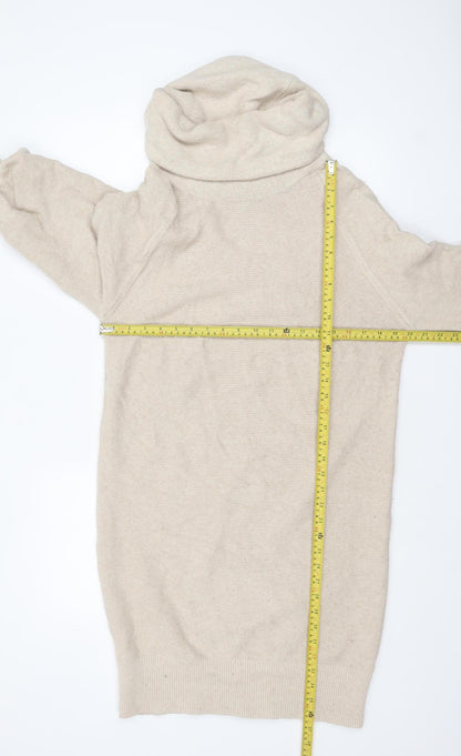 Phase Eight Women Beige Roll Neck Long Sleeve Tunic Jumper S