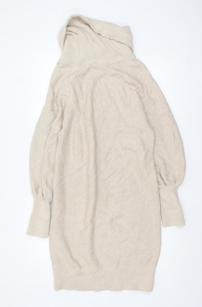 Phase Eight Women Beige Roll Neck Long Sleeve Tunic Jumper S