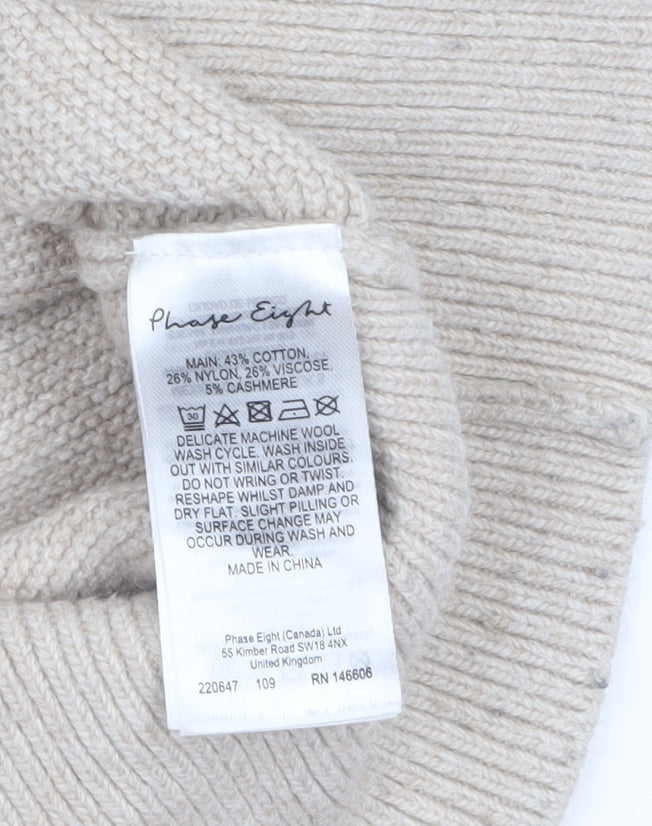 Phase Eight Women Beige Roll Neck Long Sleeve Tunic Jumper S