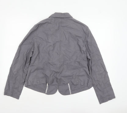 Marks and Spencer Women Grey Linen Cotton Blazer Size 14