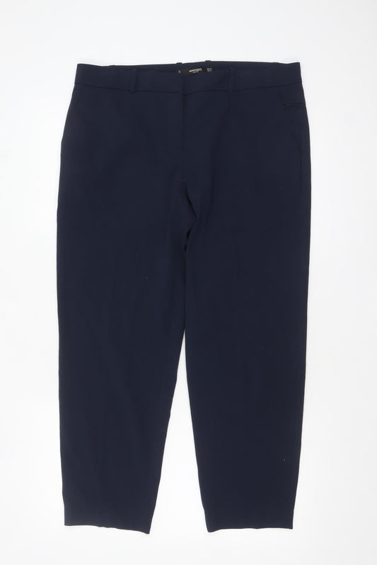 Womens UK Size 14 Mango Slim Fit Cropped Blue Trousers