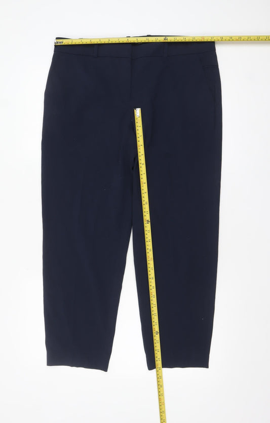 Womens UK Size 14 Mango Slim Fit Cropped Blue Trousers