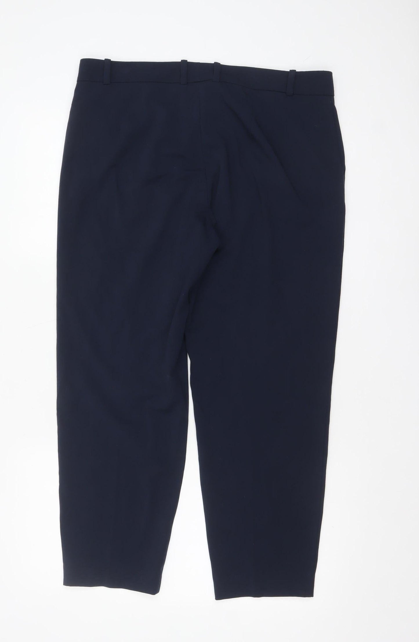 Womens UK Size 14 Mango Slim Fit Cropped Blue Trousers
