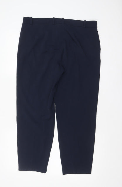 Womens UK Size 14 Mango Slim Fit Cropped Blue Trousers