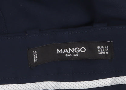 Womens UK Size 14 Mango Slim Fit Cropped Blue Trousers
