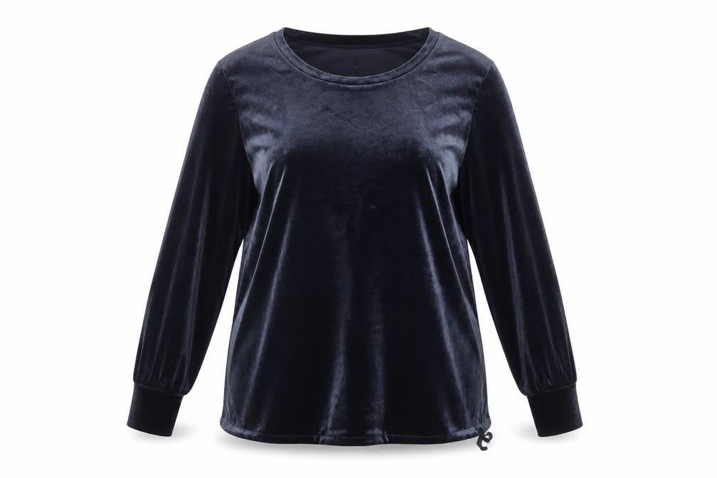 H&M MAMA Blue Velvet Long Sleeve Tunic Blouse Size 12