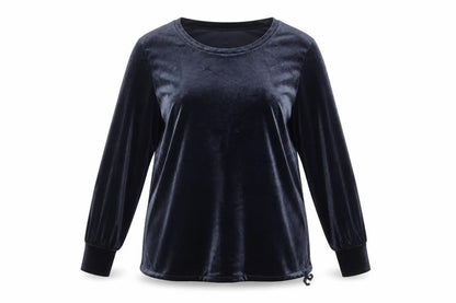 H&M MAMA Blue Velvet Long Sleeve Tunic Blouse Size 12