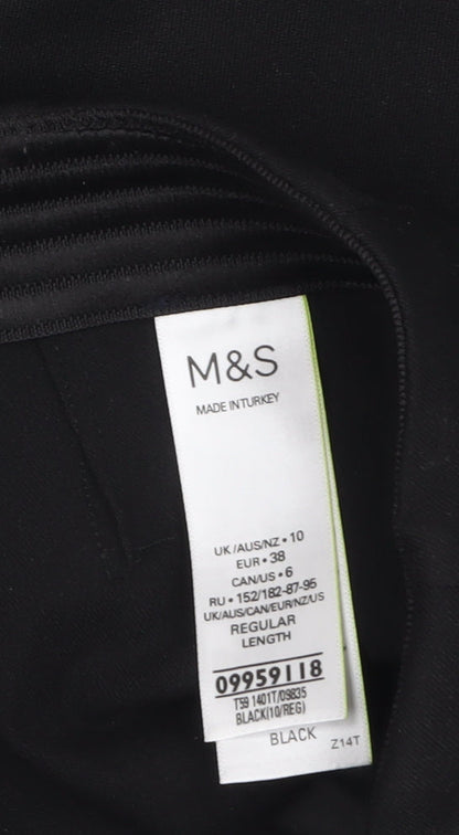 Marks and Spencer Women Black Size 10 Regular Length Trousers