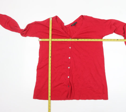 Womens UK Size S Mango Red Cardigan Jumper