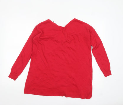 Womens UK Size S Mango Red Cardigan Jumper
