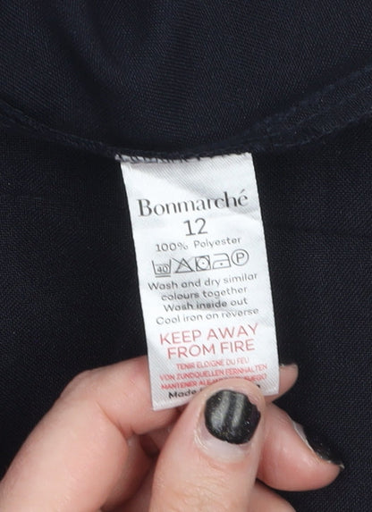 Womens UK Size 12 Bonmarché Regular Fit Casual Workwear Business Black Trousers