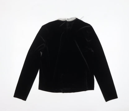 Marks and Spencer Women's Black Velvet Beaded Blouse Size 10