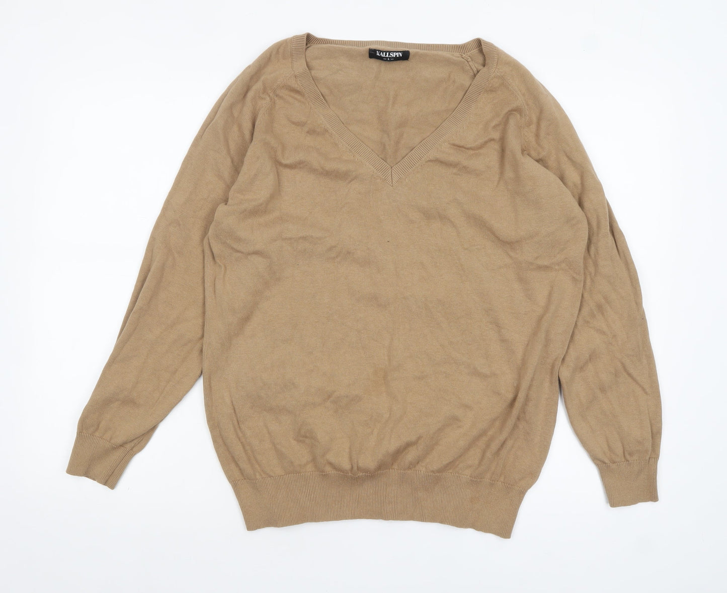 Mens UK Size L Kallspin Beige Pullover Jumper