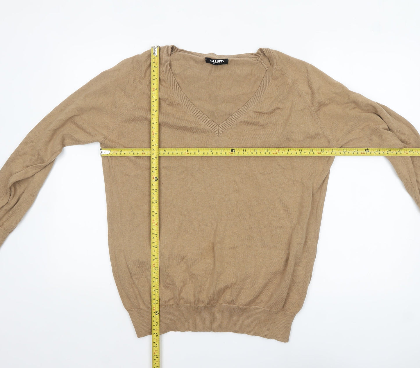 Mens UK Size L Kallspin Beige Pullover Jumper
