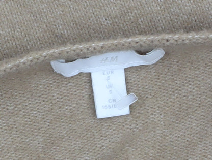 H&M Women Beige Square Neck Wool Blend Puff Sleeve Jumper Size S