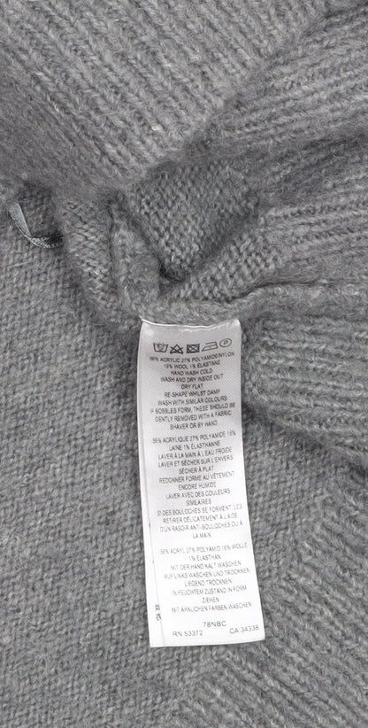 French Connection Womens Grey V-Neck Relaxed Knit Jumper Size M
