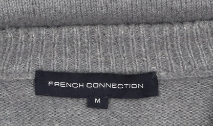 French Connection Womens Grey V-Neck Relaxed Knit Jumper Size M