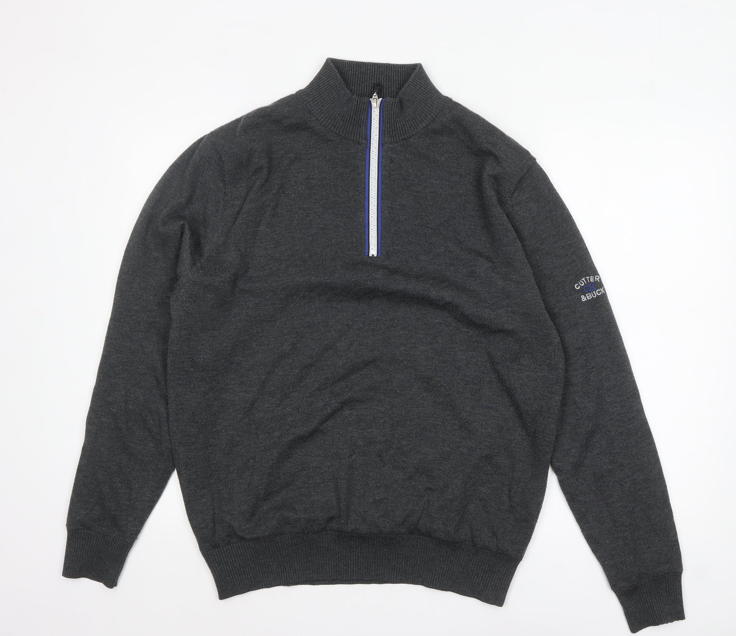 Mens UK Size L Cutter & Buck Grey 1/2 Zip Jumper