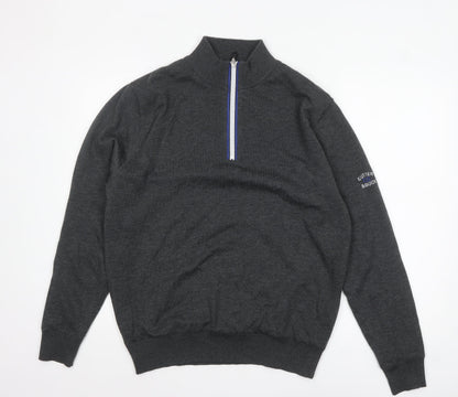Mens UK Size L Cutter & Buck Grey 1/2 Zip Jumper