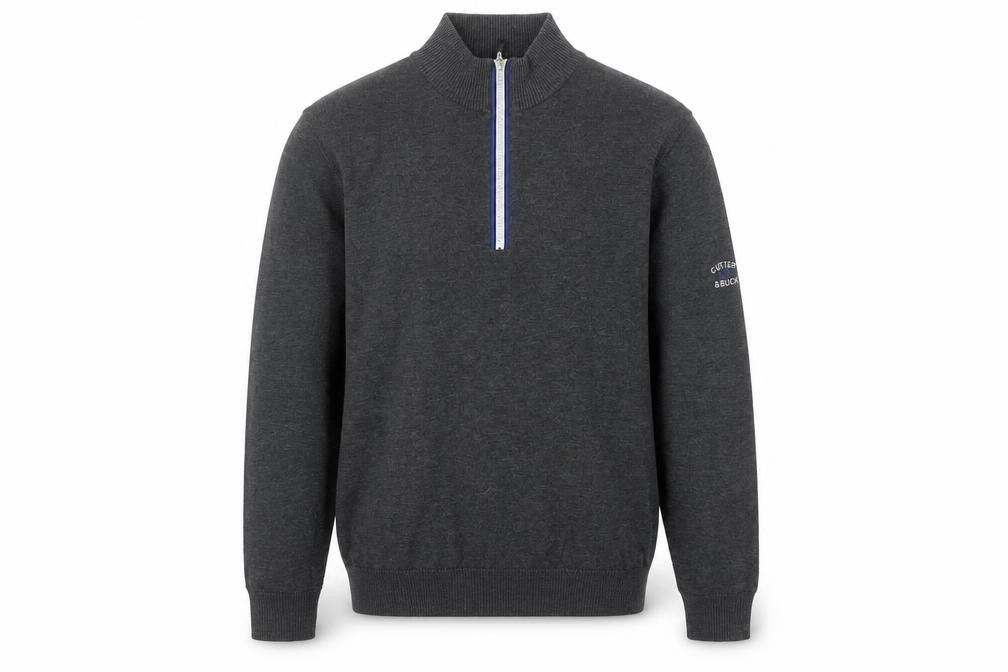 Mens UK Size L Cutter & Buck Grey 1/2 Zip Jumper