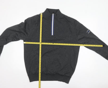 Mens UK Size L Cutter & Buck Grey 1/2 Zip Jumper