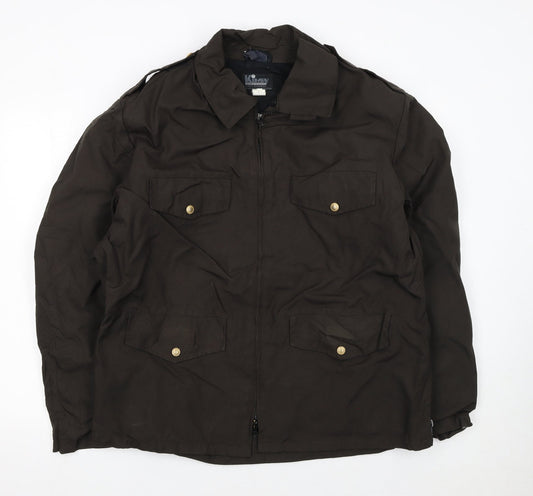 Kimay Men’s Brown Military Jacket L Full Zip Cotton Canvas