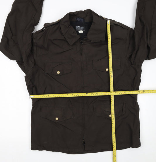 Kimay Men’s Brown Military Jacket L Full Zip Cotton Canvas