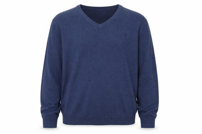 GANT Men's Blue XL V-Neck Cotton Pullover Jumper