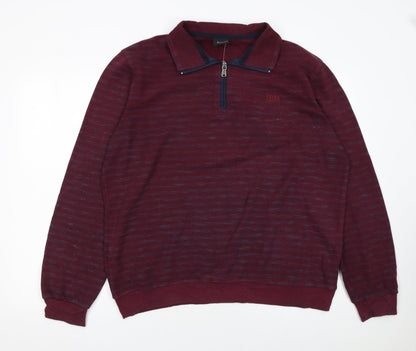 Mens UK Size 2XL HUGO BOSS Red Henley Sweatshirt