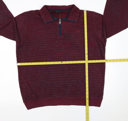 Mens UK Size 2XL HUGO BOSS Red Henley Sweatshirt