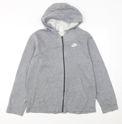 Nike Boys Grey Full Zip Hoodie XL 158-170cm Cotton Blend Casual