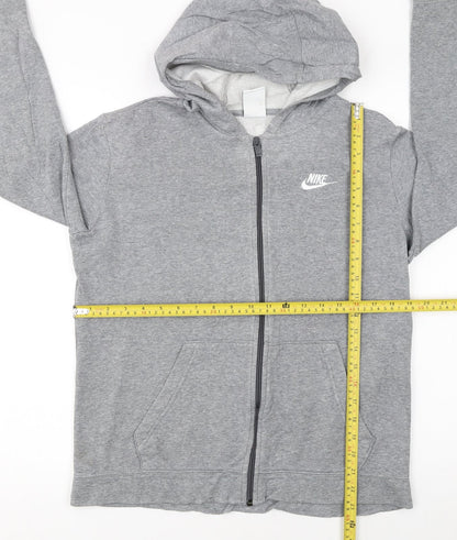 Nike Boys Grey Full Zip Hoodie XL 158-170cm Cotton Blend Casual