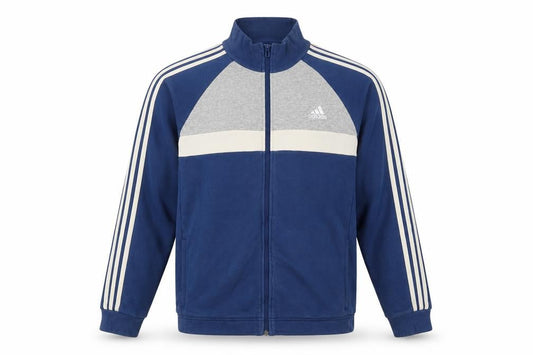 Front view of Adidas Men's Blue Track Jacket L Colourblock Full Zip Sportswear