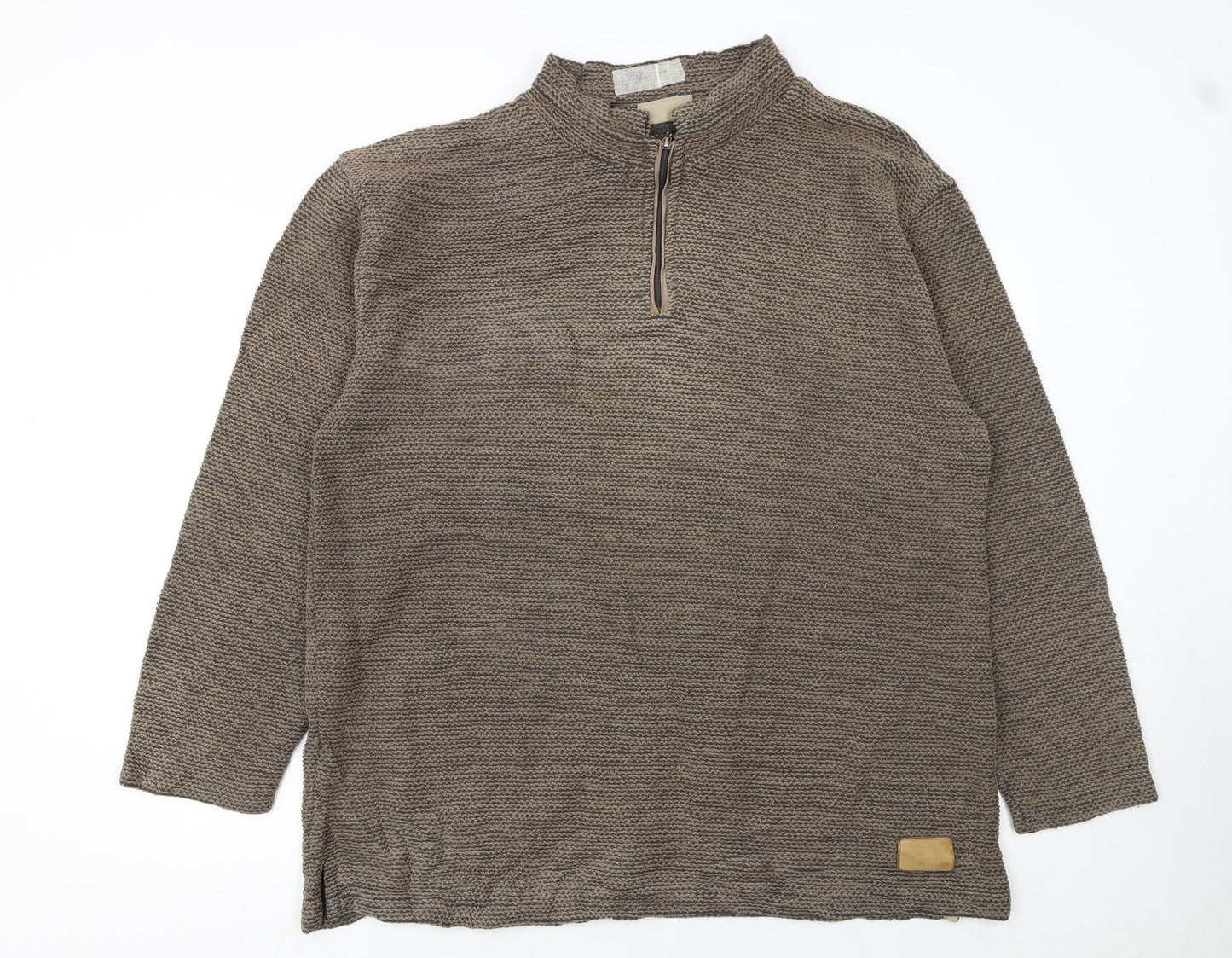 Mens UK Size XL Weird Fish Brown 1/2 Zip Sweatshirt