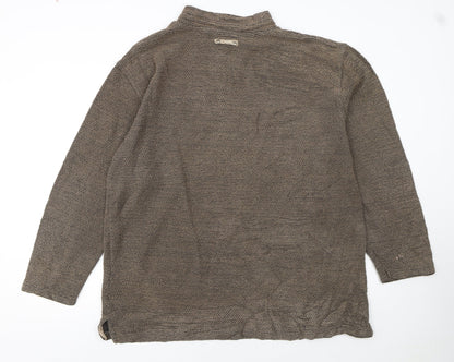 Mens UK Size XL Weird Fish Brown 1/2 Zip Sweatshirt