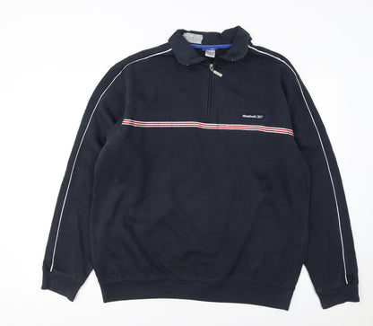 Mens UK Size L Reebok Blue Henley Sweatshirt