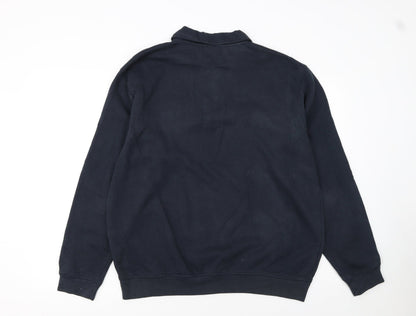 Mens UK Size L Reebok Blue Henley Sweatshirt