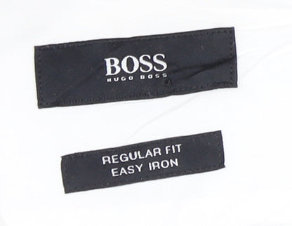 Hugo Boss Men's White Regular Fit Long Sleeve Cotton Button-Up Shirt M 40in