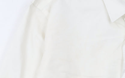 Hugo Boss Men's White Regular Fit Long Sleeve Cotton Button-Up Shirt M 40in