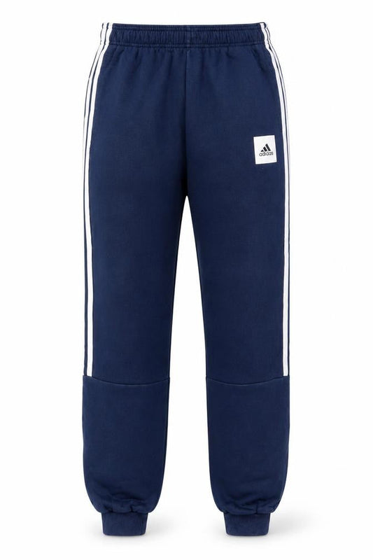 Front view of Adidas Teens Blue XL Jogger Sweatpants with Stripes
