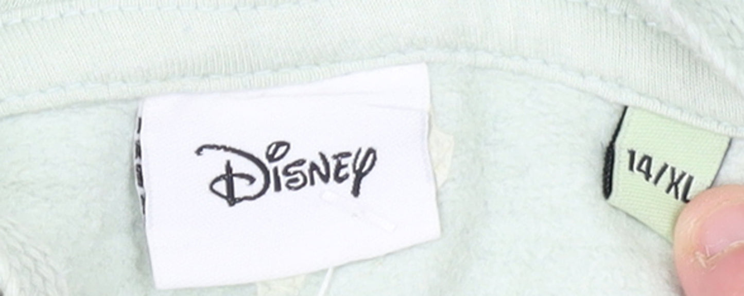 Womens UK Size 14 Disney Green Pullover Hoodie