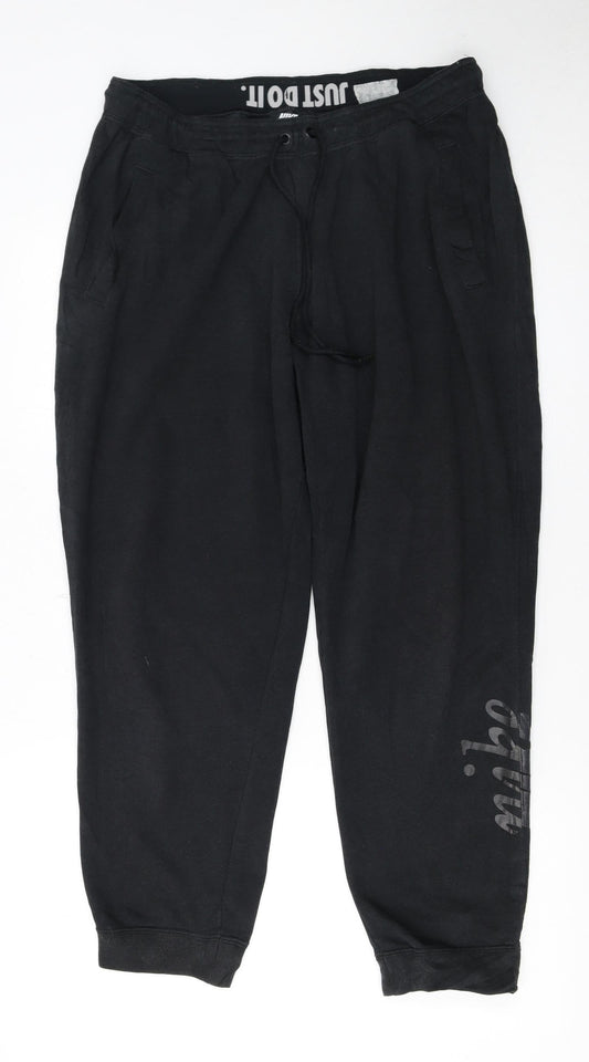 Mens UK Size L Nike Regular Fit Jogger Black Trousers