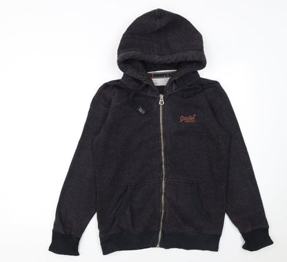 Womens UK Size M Superdry Black Full Zip Hoodie